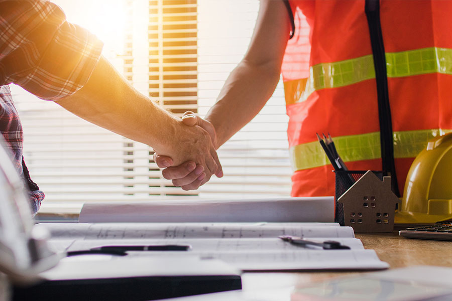 Handshake between businessman and contractor